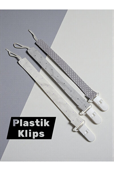 lucky baby Emzik Askısı 3 lü Set Plastik Klipsli Emzik Tutucu %100 Pamuklu St...