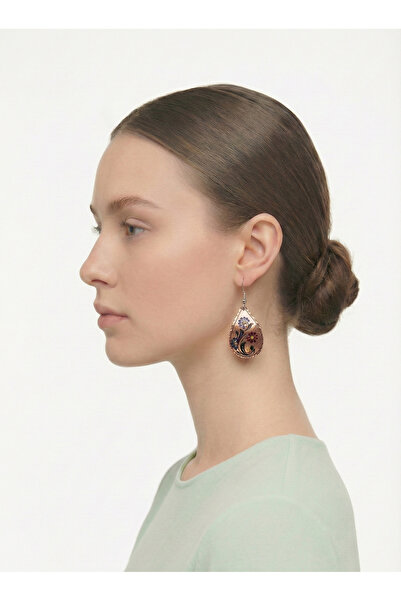 Miray hediyelik El Yapımı Damla Çiçek Desenli Bakır Küpe