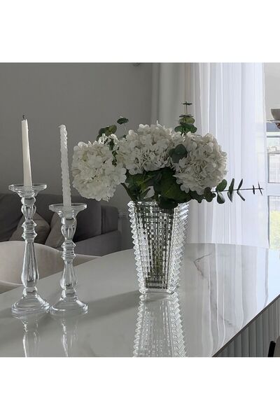 PEKİBU CAM PİRAMİT VAZO ŞEFFAF 22x13 CM