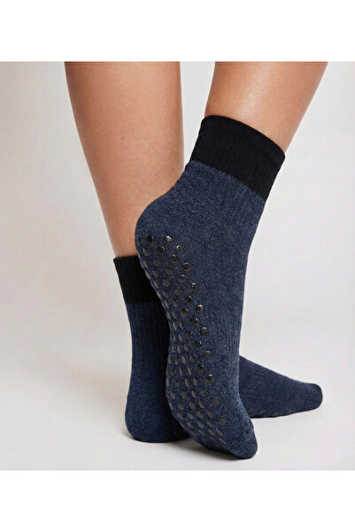 FENRA STUDIO جوارب نسائية سوداء أنثراسايت مع قاعدة مانعة للانزلاق، مناسبة للم...