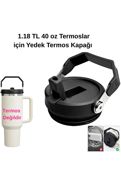Stanley Termos Kapağı 1.18 LT Termoslar ile Uyumlu Sızdırmaz Termos Kapağı Siyah