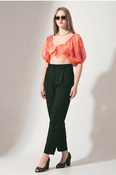 LA PANTE Carrot Pants Women's Pants Front Pleated Pocketed Woven Trousers Ankle Length Anthracite Palazzo