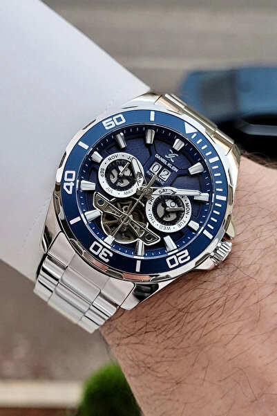 Daniel Klein Kadranı Lacivert Kordonu Gümüş Renk Otomatik Takvimli 24 Ay Gara...