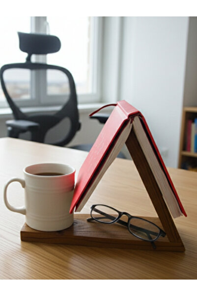 Ahşap Pazarı Masif Ahşap Kitap Okuma Standı & Kupa, Gözlük Tutucu