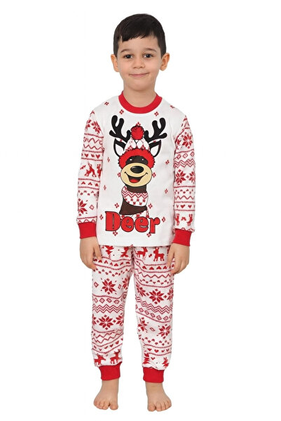 Süpermini Ethnic Patterned Deer New Year Concept Pajamas