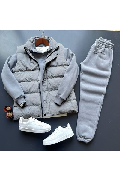 giyimadam16 سترة قابلة للنفخ وطقم ملابس رياضية من الصوف السميك ذو قصة فضفاضة ...