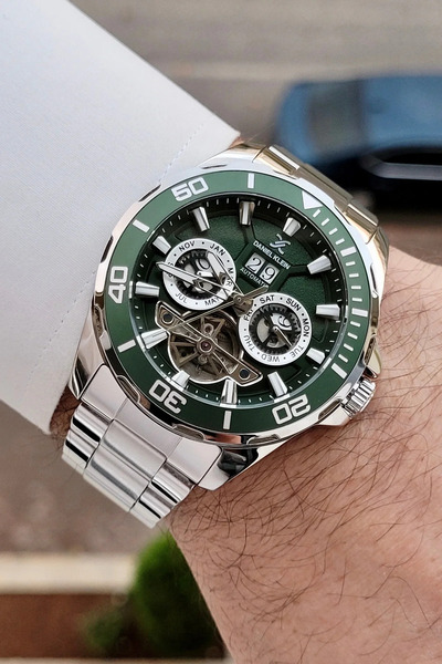 Daniel Klein Kadranı Yeşil Kordonu Silver Renk Otomatik Takvimli 24 Ay Garant...