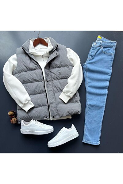 giyimadam16 Inflatable Vest Oversized 3 Thread Zipper Collar Sweet Narrow Leg...