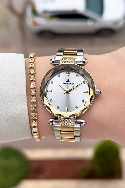 Daniel Klein Sarı Gümüş Renk 2 Yıl Garantili Kesme Camlı Kadın Kol Saati Ve B...