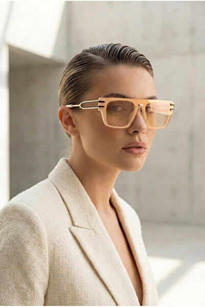 Kapin Balloi Dikdörtgen Güneş Gözlüğü - Sarı Şeffaf Cam