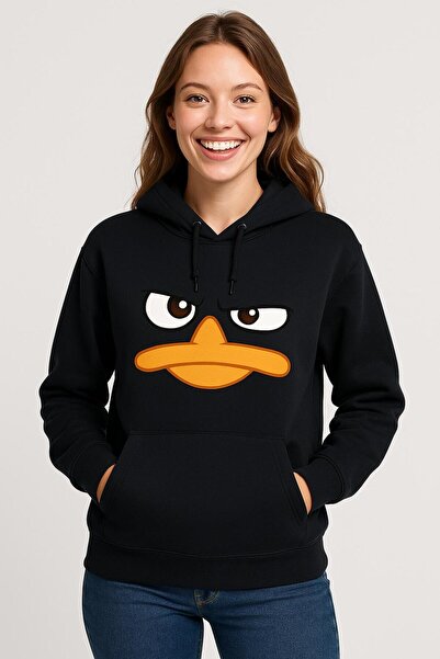 MARKATEM Hooded Kangaroo Pocket 3-Thread Cotton Front Printed Mustache Hooded Sweatshirt