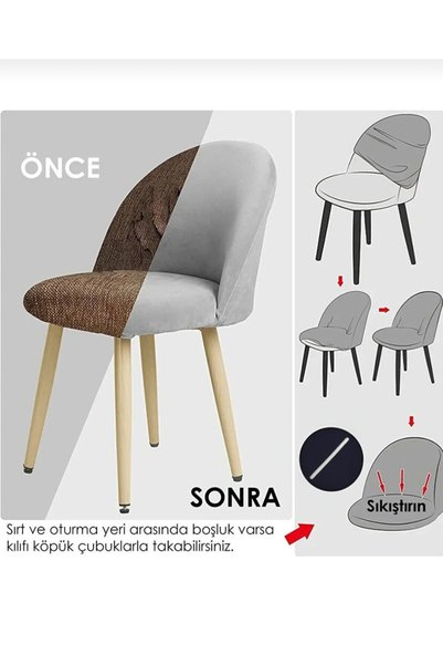 ELHAS Mutfak Sandalye Kılıfı Büyük Oval Likralı Yıkanabilir, Streç,Lastikli Bambu Sandalye Örtüsü 1 Adet