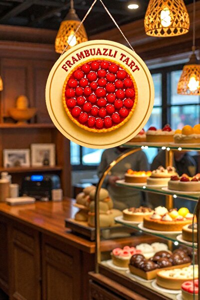 Nod Ornament de perete din lemn cu șnur tematic cu tort cu zmeură, pentru pat...