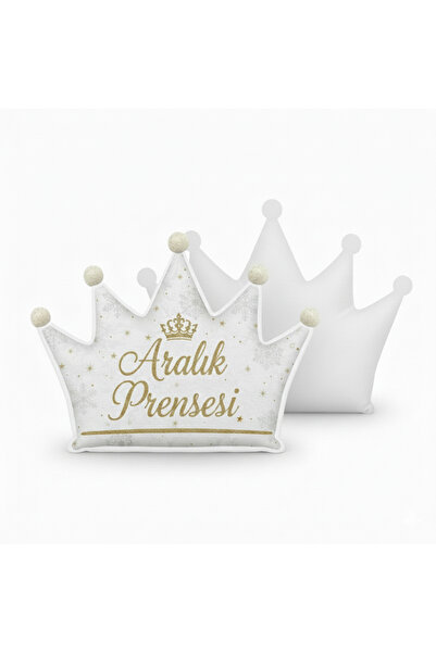Piloji Aralık Prensesi Taç Şekilli Dijital Baskılı Pofuduk Yastık | Aralık Do...