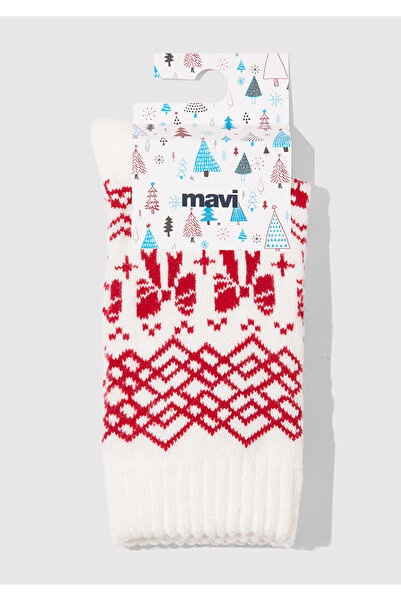 Mavi Новогодишни бели чорапи с ботуши 1913699-25705