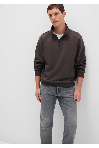 Mavi Half Zip Brown Basic Sweatshirt 0S10278-70219