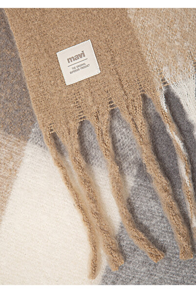 Mavi Karierter Schal mit Quasten 1913603-30221