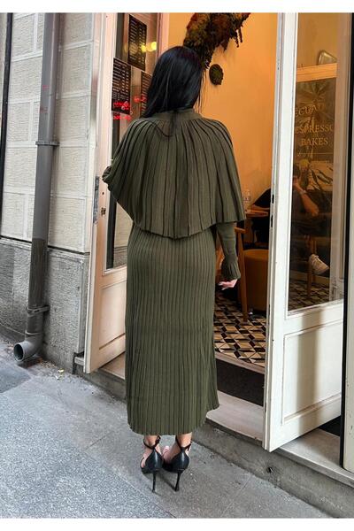 TOFAN TRİKO Double Set with Cape Detail