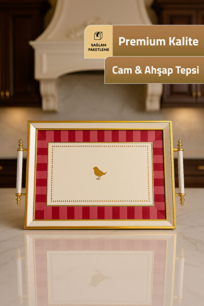 Mutfiko Luxury Gold Framed Glass Tray – Stylish Serving and Presentation Tray...