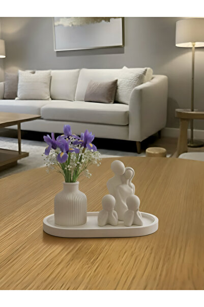 Elan Design Dekoratif El Yapımı Sarılan Çift İki Çocuklu Aile & Alt Stand&Vaz...