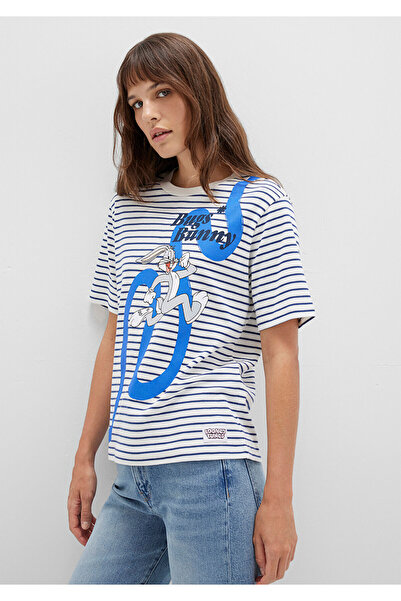 Mavi Bugs Bunny Printed Striped White T-Shirt Regular Fit / Regular Cut 1613668-86676