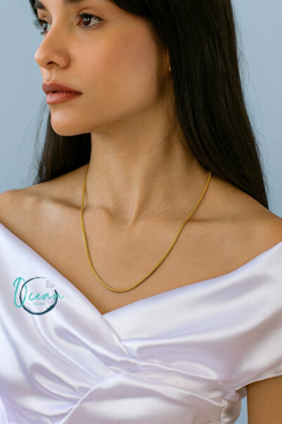 OCEANDESING Kararmaz Premium Çelik Altın Renk İtalyan İnce Zincir Kolye – 60 ...