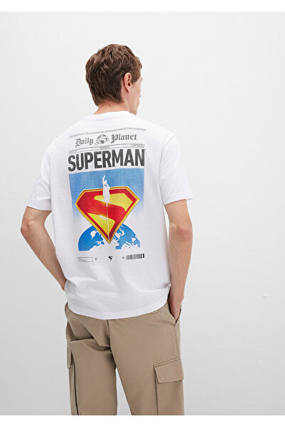 Mavi Superman Printed White T-Shirt Loose Fit / Loose Relaxed Fit 0612918-620