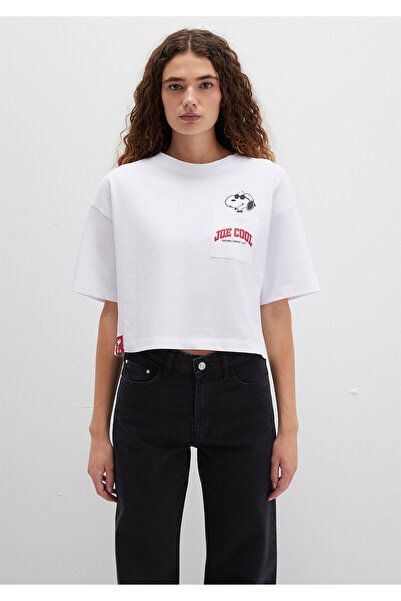 Mavi Snoopy Printed White T-Shirt Boxy Fit 1613669-620