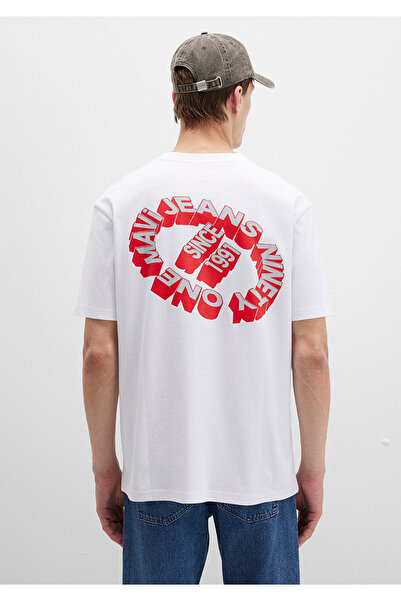 Mavi Jeans Printed White T-Shirt Loose Fit / Loose Relaxed Fit 0612898-620