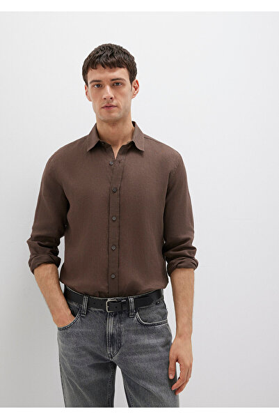 Mavi Καφέ λινό πουκάμισο Slim Fit 0211466 -87537