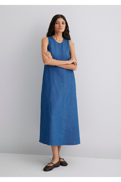 Mavi Φόρεμα από λινό μείγμα Indigo 1310668-82052