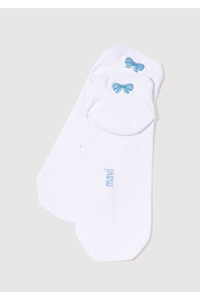 Mavi Weiße Booties-Socken mit Bandstickerei 1913164-620