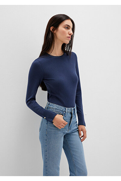 Mavi Marineblauer Pullover mit Rundhalsausschnitt, schmale Passform 1710510 -82454