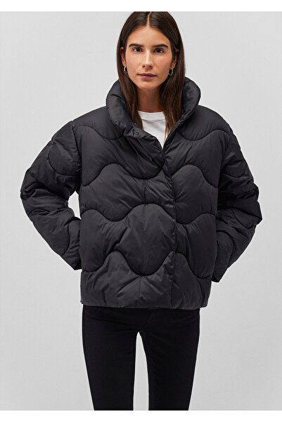 Mavi Palton negru puf cu guler 1110440 -900