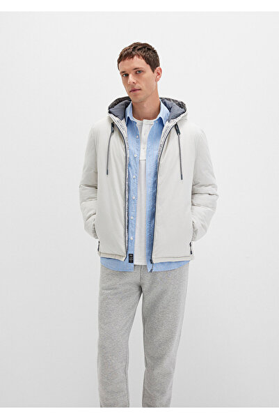 Mavi Φουσκωτό παλτό με κουκούλα ανοιχτό γκρι 0110352-70080