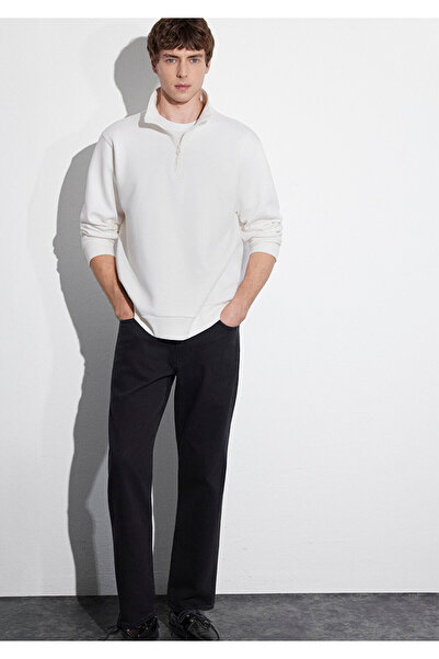 Mavi Hanorac de bază alb - semi-fermoar, 0S10278-70057