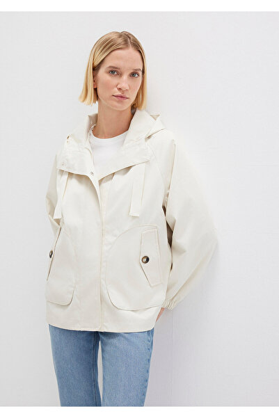 Mavi Beige Hooded Women's Jacket - Blue 1110014 -70134