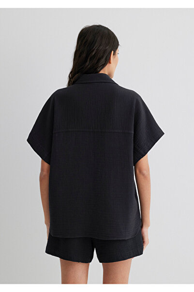 Mavi Μαύρο πουκάμισο με υφή Loose Fit / Loose Relaxed Fit 1210758 -900