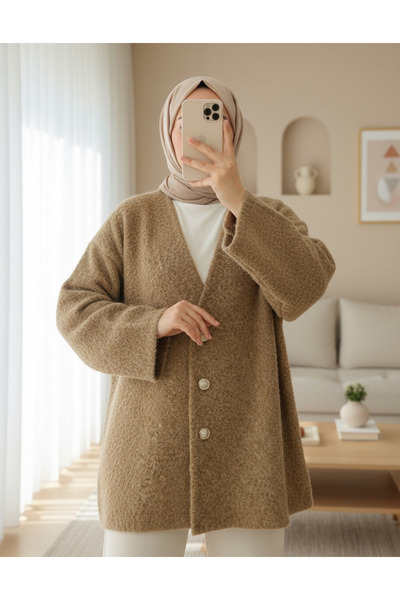 Modamorfo Καπέλο με κουμπιά με λαιμόκοψη σε σχήμα V - Βιζόν