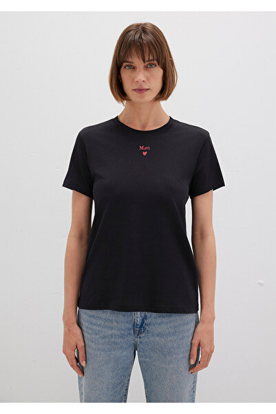 Mavi Černé tričko s logem Regular Fit / normální střih 1601185-900