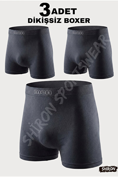 Shiron Sportswear&Company 3'lü Paket Dikişsiz Seamless Erkek Boxer - Yüksek K...