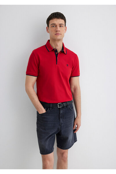 Mavi Červené polo tričko – podrobný límec, vypasovaný střih062373-28441