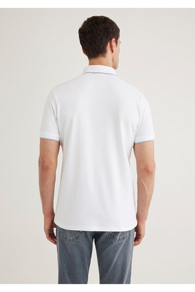 Mavi Bílé polo tričko – podrobný límec, vypasovaný střih062373-27879