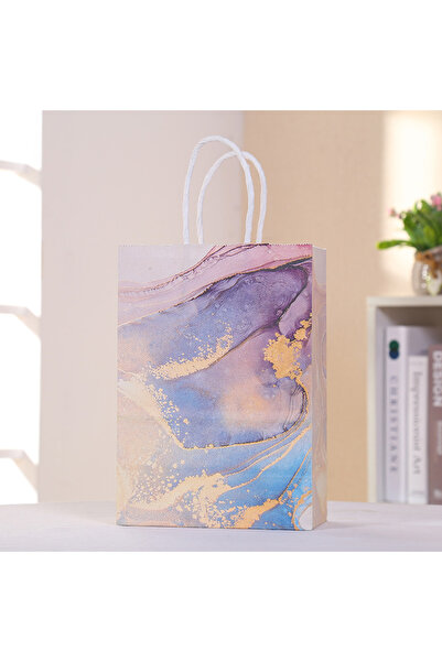 Choice 21x15x8 سم 5 قطع رخامية ملونة 5 قطع تصميم رخامي حقيبة هدايا ورقية كراف...