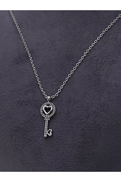 Modamorfo قلادة زركون لا تبهت على شكل قلب - فضي