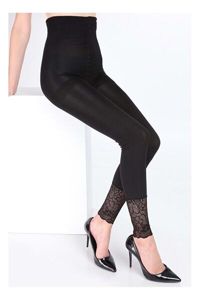 Özlem Tuhafiye Leggings din dantelă Italia 3766 220 denari - negru - 3