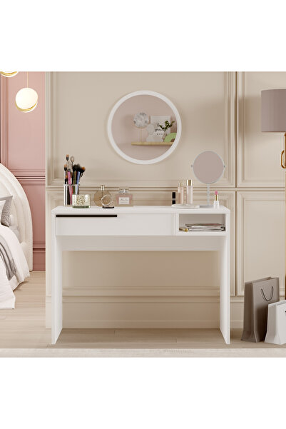 Yurupa Bohem Makyaj Masası 100cm Aynalı Çekmeceli Beyaz BOH18-W