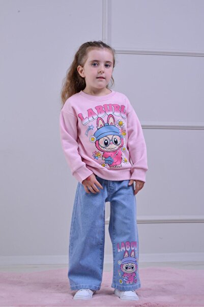 LİLLYPİCCA Детски комплект за момичета, 2 части, суитшърт с принт, панталони ...