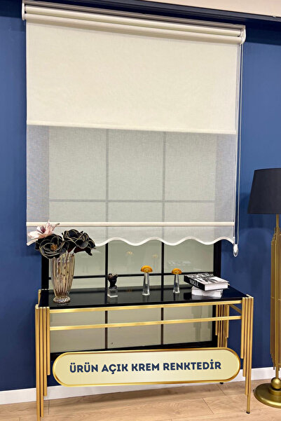 VOLPER MEKANİK VOLPER VP4901 Çift Mekanizmalı Kırçıllı Tül ve Stor Perde Krem (Etek Dilimli)