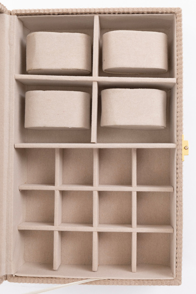 Ecrou Aynalı Kahve Fitilli Kadife Mücevher Kutusu, Organizer, Takı Kutusu 25 X 16 X 7 Cm